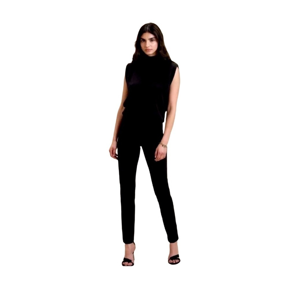 Banana Republic Women’s Sz L Skinny Stretch-Ponte Pant Black #761465 Pintuck